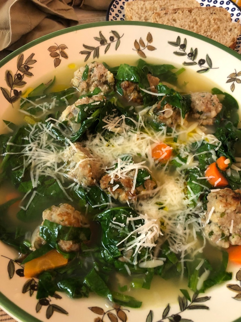 Italian Wedding Soup with Turkey Meatballs | Elizabeth Cooks